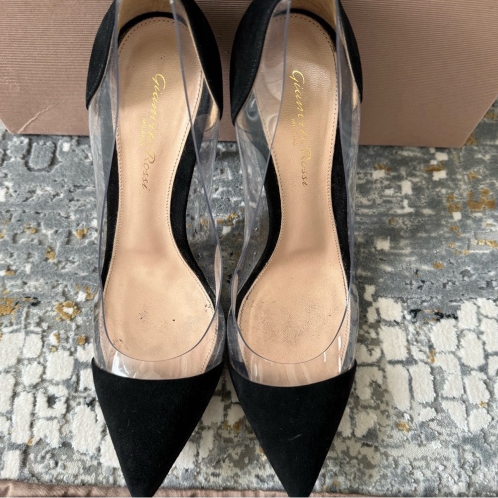 Gianvito Rossi Black and Clear Heels